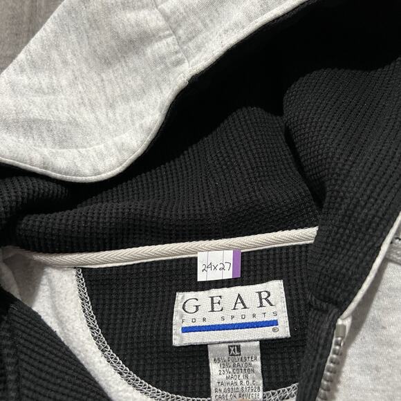 VTG University Of Colorado Sweatshirt 90s Thermal Hood Grey CU Buffs College XL - Picture 6 of 6